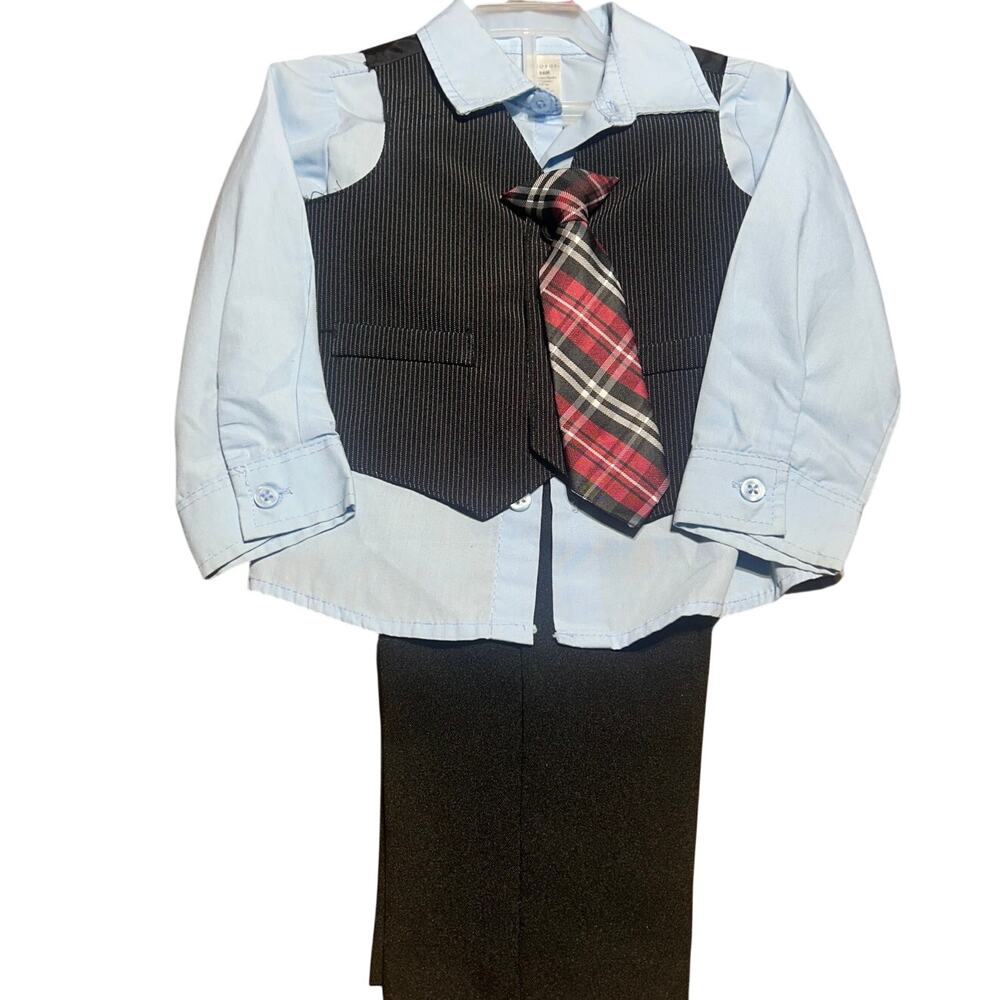 NWOT George 4 piece suit set shirt vest pants and tie sz 24 mths